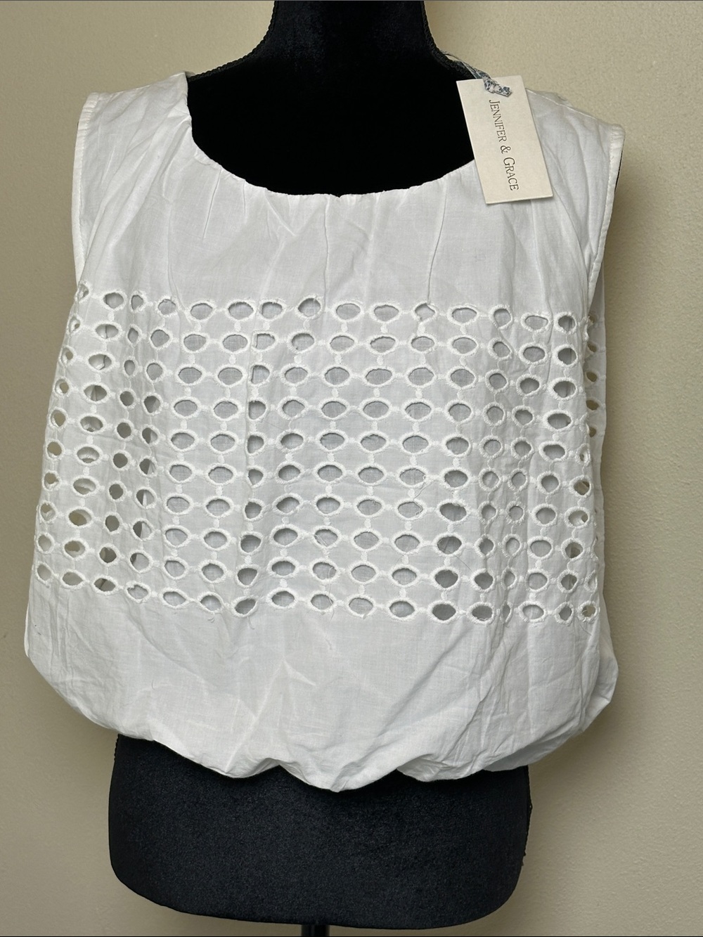 Jennifer & Grace White Eyelet Crop Top
